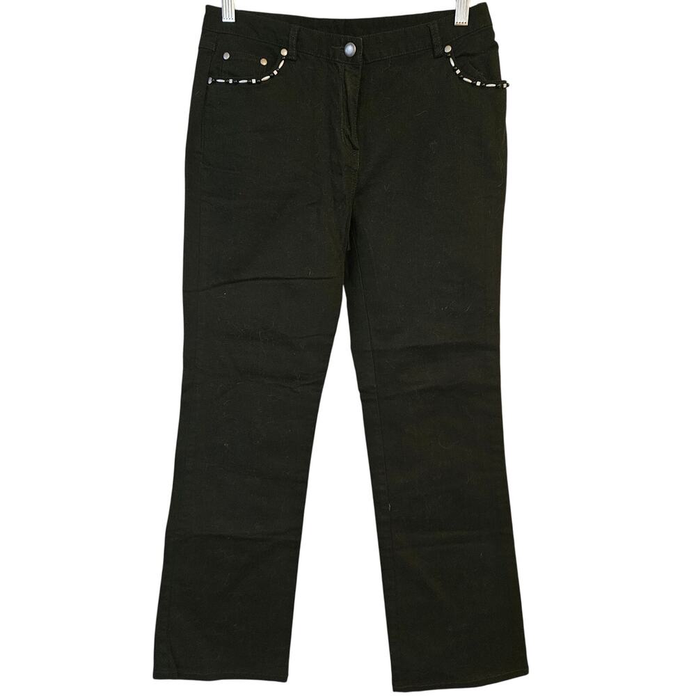 Ruby Rd. jeans women 6 Petite Black stretch Straight Leg Denim Pants